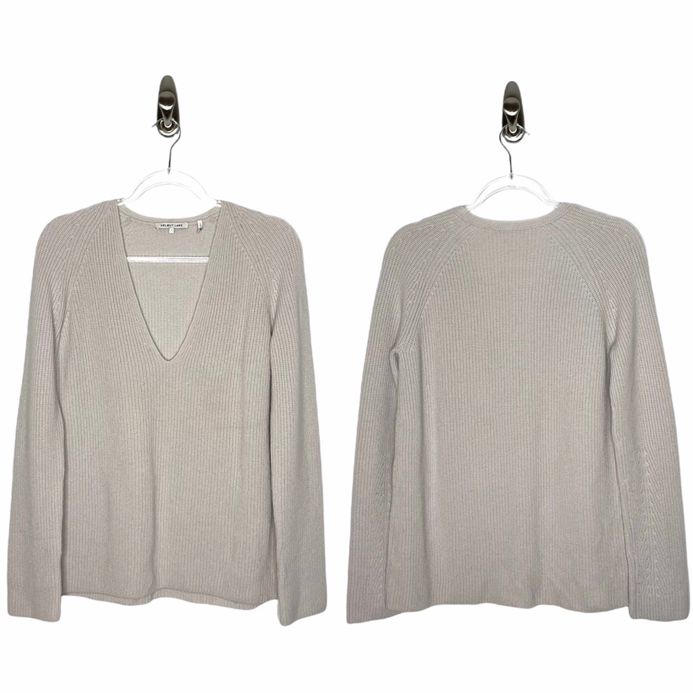 Helmut Lang |Ribbed V-neck Merino/Cashmere Sweater